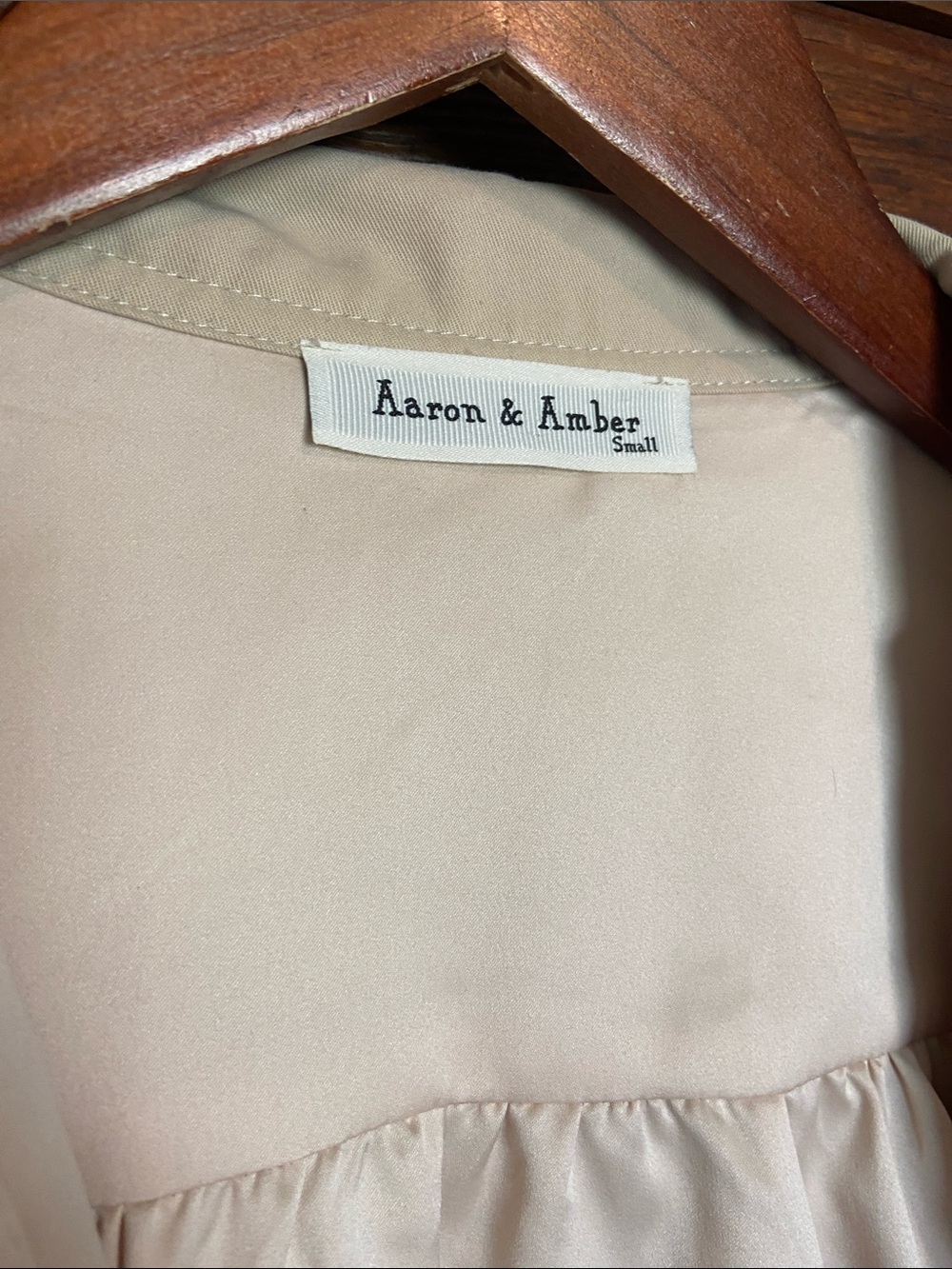 Aaron & Amber Bubble Tan Khaki Gathered Gabardine Jacket Size S - Picture 5 of 11